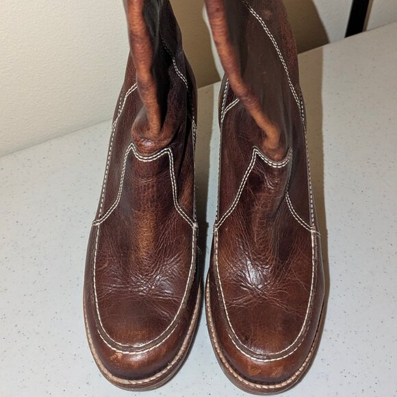 Michael Kors Vintage Leather Brown Wedge Pull On Boots Sz 7 - Picture 3 of 9